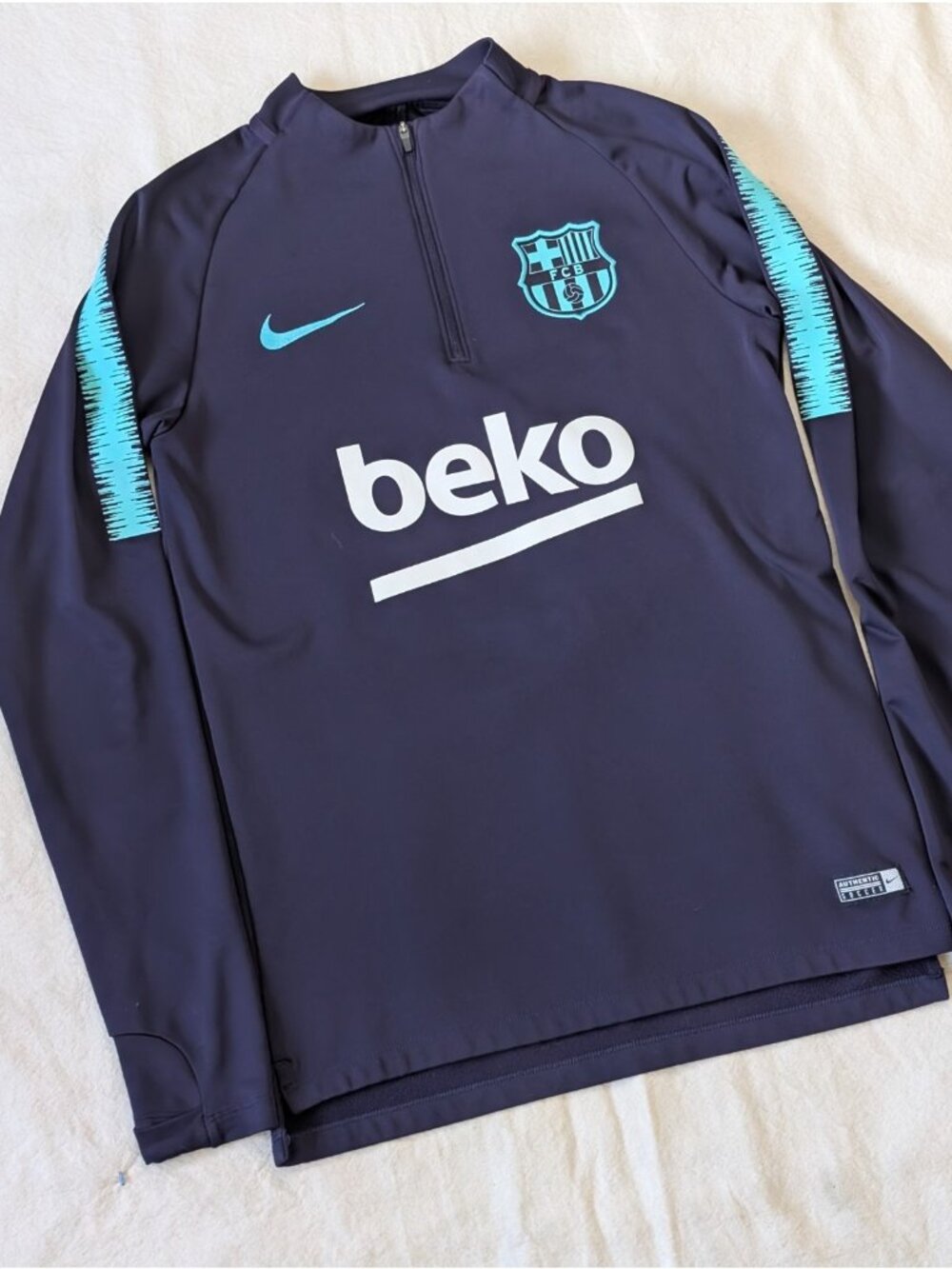 Nike Barcelona Football 2018-19 1/4 Zip Drill Top Sweatshirt Dri-Fit Size Small
